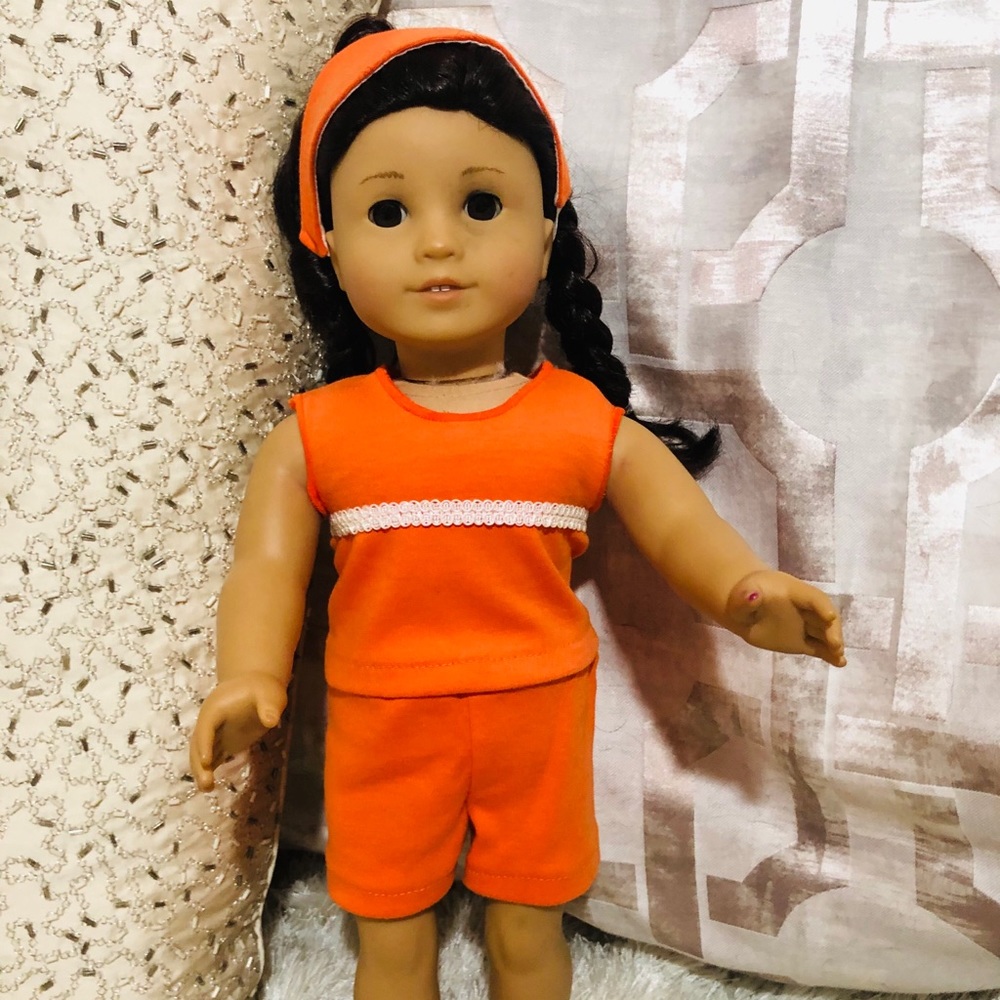 American Girl Doll Orange Short & Tank Outfit